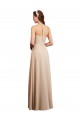 Sleeveless Halter Neck Soft Chiffon Champagne Long Bridesmaid Dress Bath