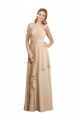 Sleeveless Sweetheart Soft Chiffon Champagne Long Bridesmaid Dress Bath