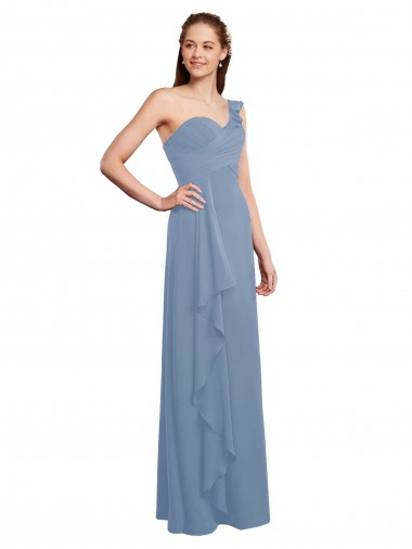 Sleeveless Sweetheart Chiffon Dusty Blue Long Formal Dress / Bridesmaid Dress Bath
