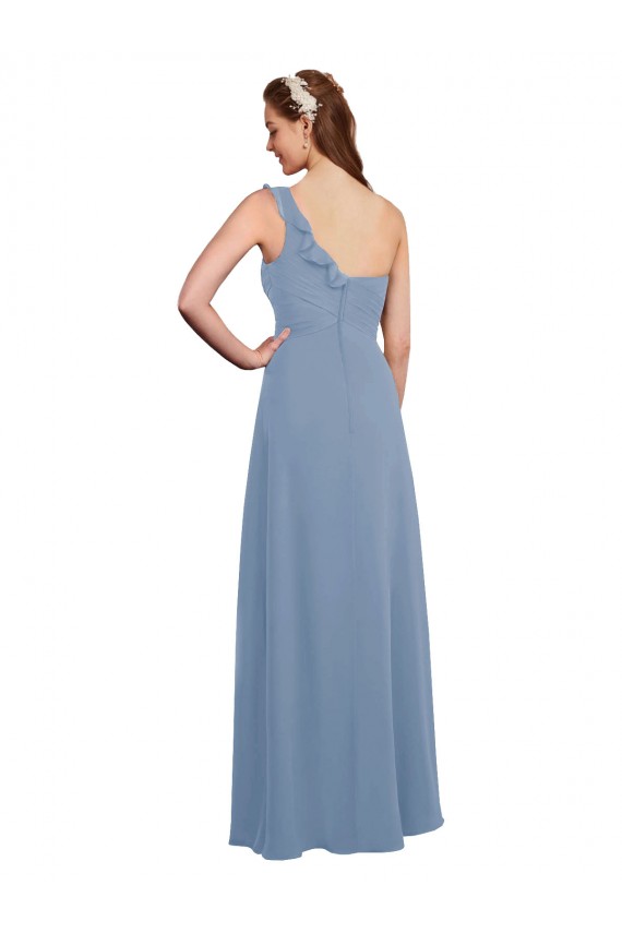 Sleeveless Sweetheart Chiffon Dusty Blue Long Formal Dress / Bridesmaid Dress Bath