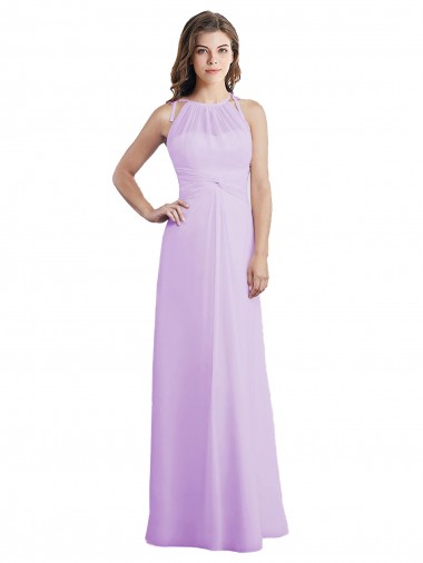 Sleeveless Sweetheart Soft Chiffon Lilac Long Bridesmaid Dress / Formal Dress Bath