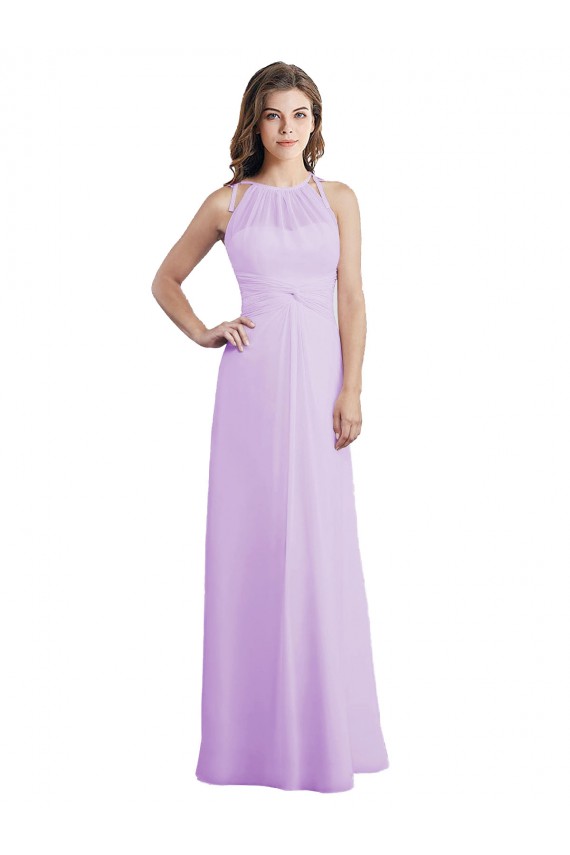 Sleeveless Sweetheart Soft Chiffon Lilac Long Bridesmaid Dress / Formal Dress Bath