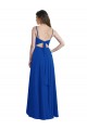 Sleeveless Spaghetti Straps Soft Chiffon Royal Blue Long High Low Bridesmaid Dress Bath