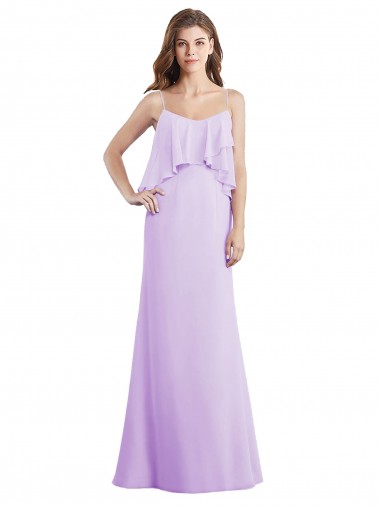 Sleeveless Scoop Neck Chiffon Lilac Long Bridesmaid Dress / Evening Dress Bath
