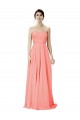 Sleeveless Strapless Soft Chiffon Peach Long Bridesmaid Dress Bath