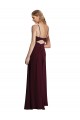 Sleeveless Spaghetti Straps Chiffon Burgundy Gold Long Wedding Party Dress Bath