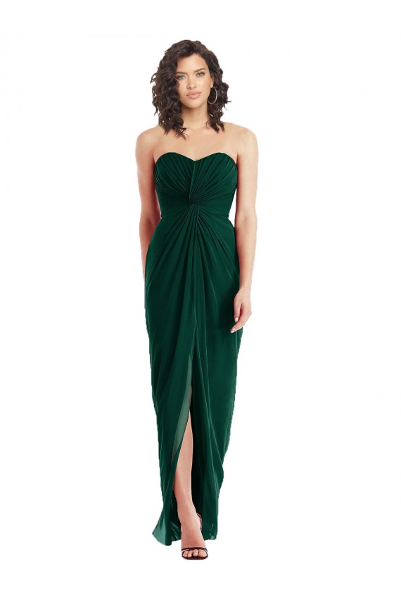 Sleeveless Strapless Soft Chiffon Ever Green Long Bridesmaid Dress Bath
