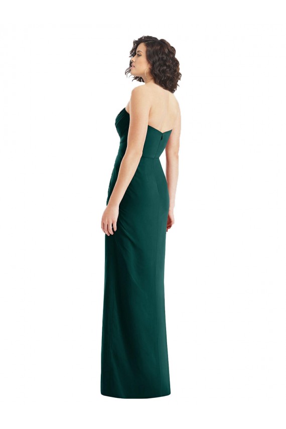 Sleeveless Strapless Soft Chiffon Ever Green Long Bridesmaid Dress Bath