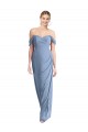 Sleeveless Off the Shoulder Soft Chiffon Dusty Blue Long Semi Formal Evening Dress / Bridesmaid Dress Bath