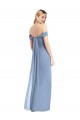 Sleeveless Off the Shoulder Soft Chiffon Dusty Blue Long Semi Formal Evening Dress / Bridesmaid Dress Bath