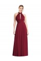 Sleeveless High Neck Soft Chiffon Burgundy Long Semi Formal Evening Dress / Bridesmaid Dress Bath