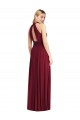 Sleeveless High Neck Soft Chiffon Burgundy Long Semi Formal Evening Dress / Bridesmaid Dress Bath