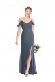 Sleeveless Off the Shoulder Soft Chiffon Silver Stone Long Bridesmaid Dress Bath