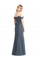 Sleeveless Off the Shoulder Soft Chiffon Silver Stone Long Bridesmaid Dress Bath