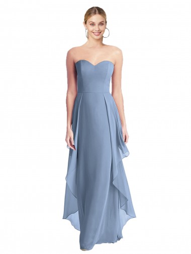 Sleeveless Strapless Chiffon Dusty Blue Long Formal Dress / Bridesmaid Dress Bath