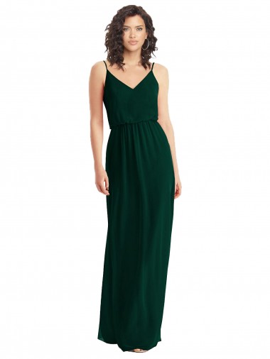 Sleeveless V-Neck Soft Chiffon Ever Green Long Semi Formal Evening Dress / Bridesmaid Dress Bath