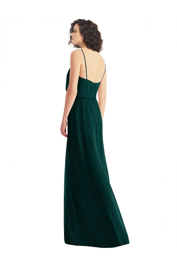 Sleeveless V-Neck Soft Chiffon Ever Green Long Semi Formal Evening Dress / Bridesmaid Dress Bath
