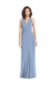 Sleeveless V-Neck Soft Chiffon Dusty Blue Long Formal Evening Gown / Bridesmaid Dress Bath