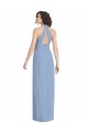 Sleeveless V-Neck Soft Chiffon Dusty Blue Long Formal Evening Gown / Bridesmaid Dress Bath