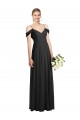 Cold Shoulder Spaghetti Straps Soft Chiffon Black Long Semi Formal Evening Dress / Bridesmaid Dress Bath