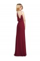 Sleeveless V-Neck Soft Chiffon Burgundy Long Formal Dress / Bridesmaid Dress Bath