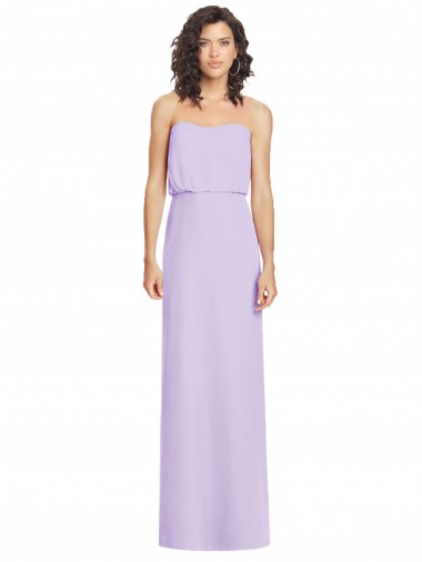 Sleeveless Strapless Soft Chiffon Lilac Long Formal Dress / Bridesmaid Dress Bath