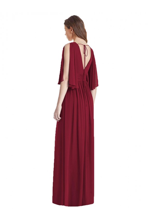 Sleeveless V-Neck Soft Chiffon Dark Navy Long Semi Formal Evening Dress / Bridesmaid Dress Bath