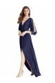 Sleeveless V-Neck Soft Chiffon Dark Navy Long Semi Formal Evening Dress / Bridesmaid Dress Bath