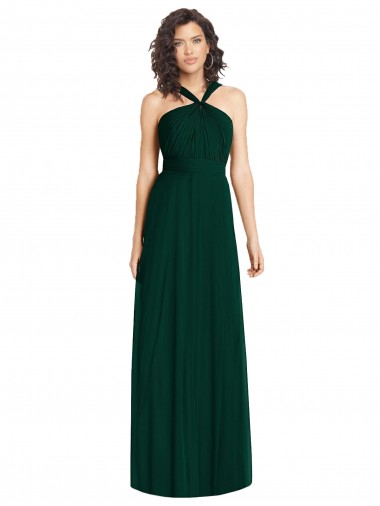 Sleeveless Halter Neck Soft Chiffon Ever Green Long Bridesmaid Dress Bath