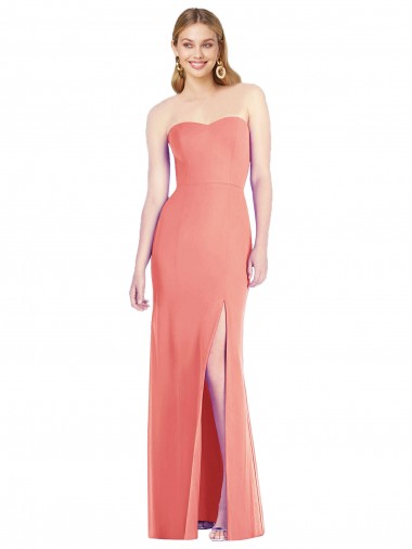 Sleeveless Strapless Soft Chiffon Desert Rose Long Bridesmaid Dress Bath