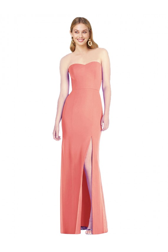 Sleeveless Strapless Soft Chiffon Desert Rose Long Bridesmaid Dress Bath