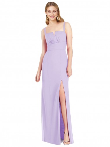 Sleeveless Strapless Soft Chiffon Lilac Long Bridesmaid Dress Bath
