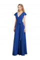 Flutter Sleeves V-Neck Lxue Chiffon Royal Blue Long Bridesmaid Dress Bath
