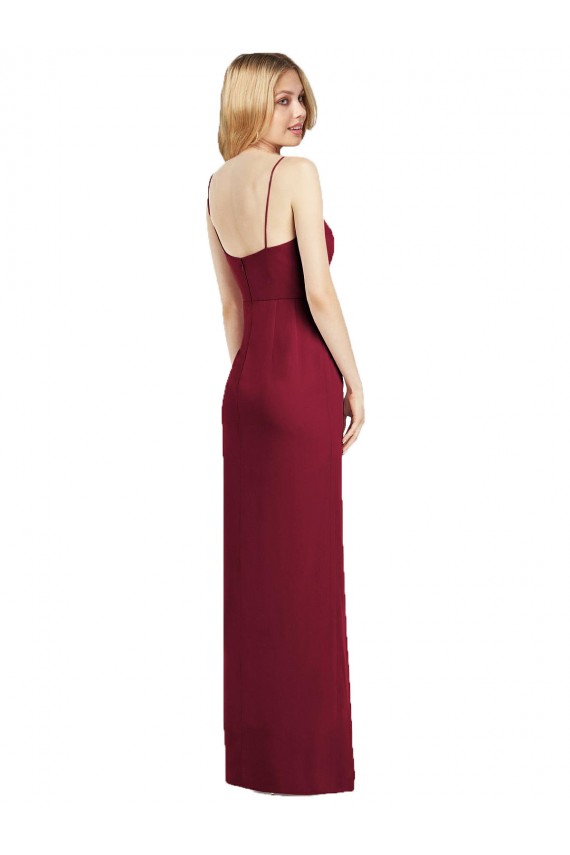 Sleeveless V-Neck Soft Chiffon Coral Long Formal Dress / Bridesmaid Dress Bath