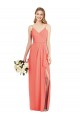 Sleeveless V-Neck Soft Chiffon Coral Long Formal Dress / Bridesmaid Dress Bath