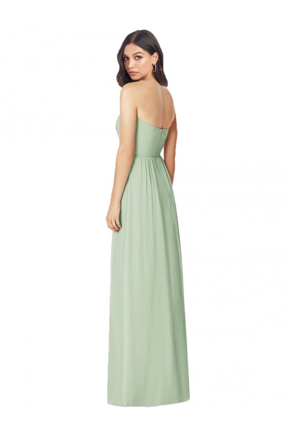 Sleeveless Strapless Soft Chiffon Sage Trumpet Long Bridesmaid Dress Bath