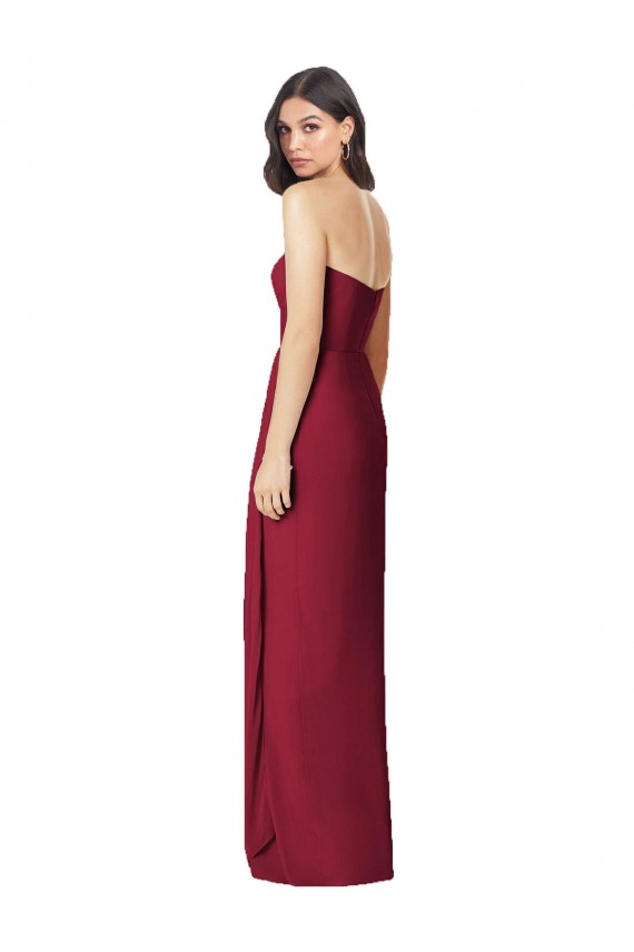 Sleeveless Strapless Soft Chiffon Olive Green Long Bridesmaid Dress Bath
