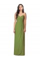Sleeveless Strapless Soft Chiffon Olive Green Long Bridesmaid Dress Bath