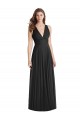 Sleeveless V-Neck Soft Chiffon Black Long Bridesmaid Dress Bath