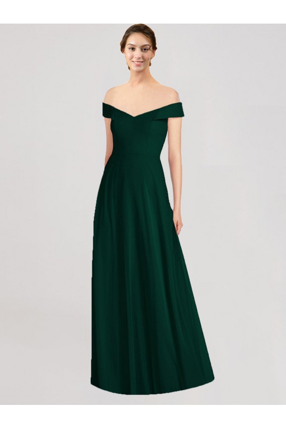 Sleeveless V-Neck Soft Chiffon Ever Green Long Formal Dress / Bridesmaid Dress Bath