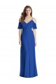 Cold Shoulder V-Neck Soft Chiffon Royal Blue Long Semi Formal Evening Dress / Bridesmaid Dress Bath