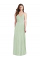 Cold Shoulder V-Neck Soft Chiffon Sage Long Semi Formal Evening Dress / Bridesmaid Dress Bath