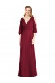 Bell Sleeves V-Neck Soft Chiffon Burgundy Long Formal Dress / Bridesmaid Dress Bath
