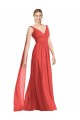 Sleeveless V-Neck Soft Chiffon Firecracker Long Bridesmaid Dress Bath