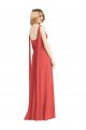 Sleeveless V-Neck Soft Chiffon Firecracker Long Bridesmaid Dress Bath