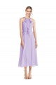 Sleeveless Halter Neck Soft Chiffon Lilac Tea length Prom Dress / Bridesmaid Dress Bath