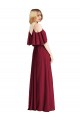 Cold Shoulder V-Neck Chiffon Royal Blue Long Bridesmaid Dress Bath