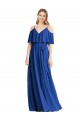 Cold Shoulder V-Neck Chiffon Royal Blue Long Bridesmaid Dress Bath