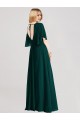 Flutter Sleeves Round Neck Soft Chiffon Ever Green Long Bridesmaid Dress Bath