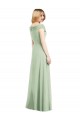 Sleeveless Off the Shoulder Soft Chiffon Sage Trumpet Long Bridesmaid Dress Bath